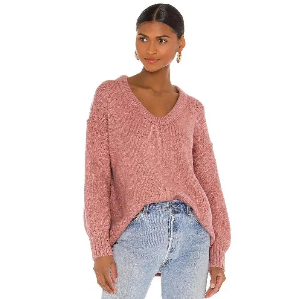 Free People‎ Brookside Tunic Sweater Oversize Alpine Rose X-Small Cozy Winter